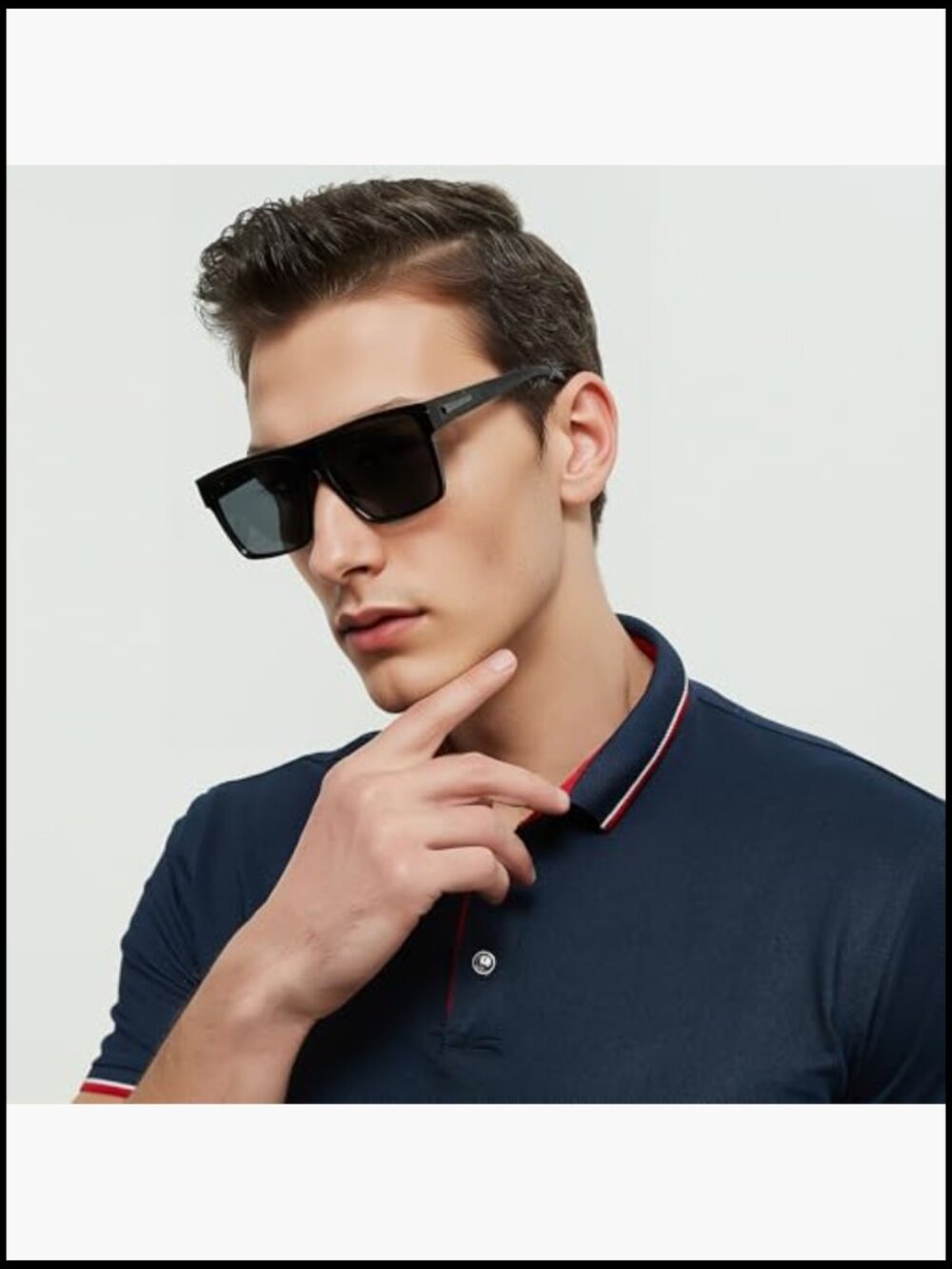 Square Polarized Sunglasses UV Protection Oversized Flat Top Fashion Driving - Picture 5 of 6